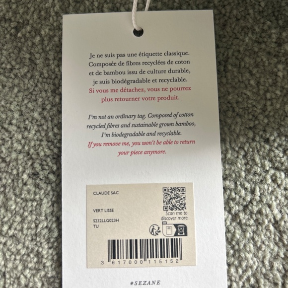 NWT Sezane Claude Sac in Smooth Green - Picture 7 of 7